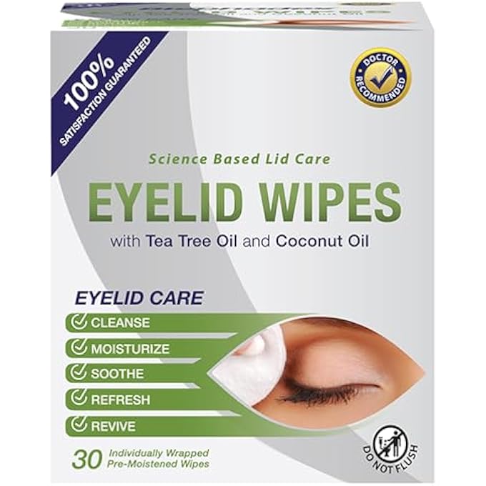 Visual Advantage PREMIUM EYELID WIPES WITH TEA TREE AND COCONUT OIL - CLEANSING WIPES FOR PEOPLE ITCHY EYES - BOX OF 30 NATURAL EYE WIPES - Image 2